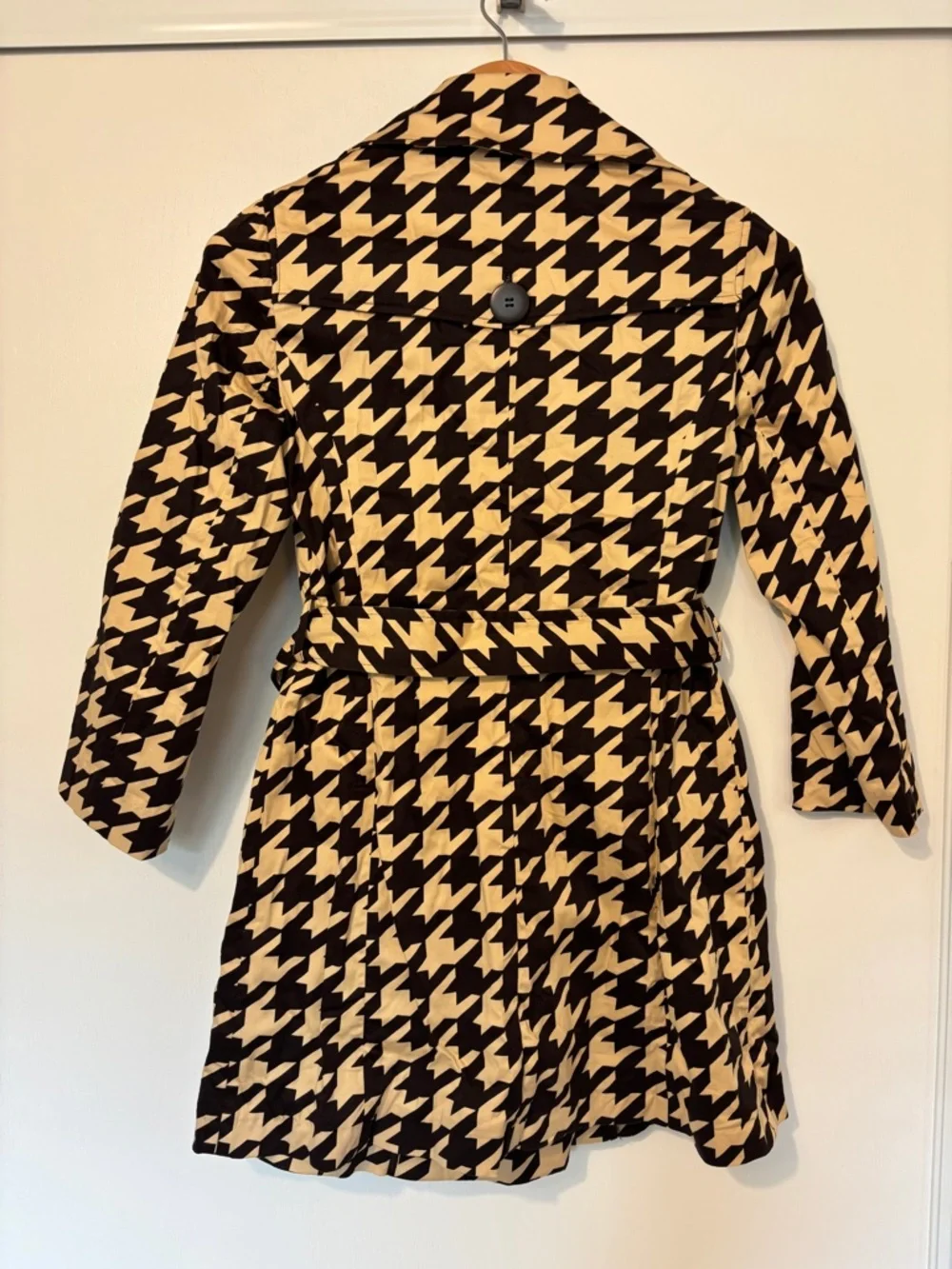 Brown Houndstooth Trench Size XS French Timeless Romantic Quiet Luxury Feminine - Picture 5 of 15